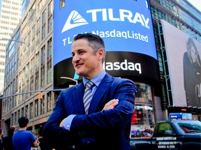 Tilray CEO and founder Brendan Kennedy outside the Nasdaq in New York.