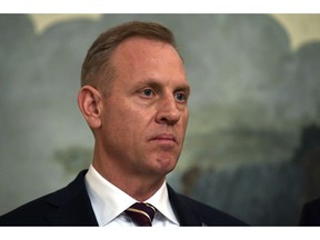 Acting Defense Secretary Patrick Shanahan listens during a proclamation signing with President Donald Trump and Israeli Prime Minister Benjamin Netanyahu in the Diplomatic Reception Room at the White House in Washington, Monday, March 25, 2019. Top defense leaders will face worried lawmakers on Capitol Hill for the first time since the Pentagon listed military construction projects that could lose funding this year to pay for President Donald Trump's border wall.