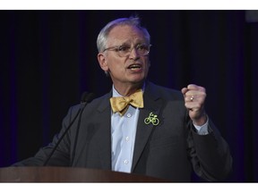 FILE - In this Nov. 6, 2018, file photo, Rep. Earl Blumenauer, D-Ore., speaks in Portland, Ore. The White House and business groups are stepping up efforts to win congressional approval for the U.S.-Mexico-Canada trade accord. But prospects are uncertain given that Republicans are at odds with some aspects of the plan and Democrats are in no hurry to secure a political victory for the president.