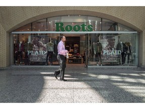 The storefront of a Roots location in Toronto is pictured on Thursday, September 14 , 2017. Roots Corp. reported a fourth-quarter profit of $18.3 million, down from $20.9 million a year earlier, as its revenue edged higher.