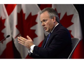 Stephen Poloz, Governor of the Bank of Canada, holds a press conference at the Bank of Canada in Ottawa on January 9, 2019. Bank of Canada governor Stephen Poloz will give his updated outlook for the economy Wednesday in an appearance that many expect will send stronger signals the interest rate will be on hold for months. Poloz will release new projections in a quarterly report that follows the economy's sudden downshift in the final months of 2018. He's predicted the slowdown, which was mostly caused by a drop in oil prices, to be temporary and for the economy to build new momentum later this year.