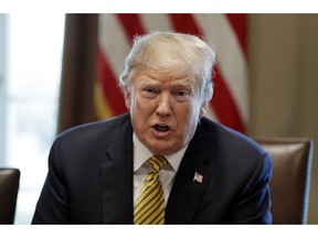 President Donald Trump speaks during the White House Opportunity and Revitalization Council meeting in the Cabinet Room of the White House, Thursday, April 4, 2019, in Washington.