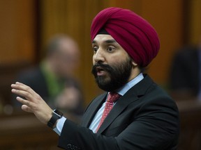 The federal Liberals are dedicating $41 million to quantum computing and artificial intelligence projects in the Waterloo, Ont., region. Innovation, Science and Economic Development Minister Navdeep Singh Bains responds to a question during Question Period in the House of Commons in Ottawa, Monday, April 1, 2019.