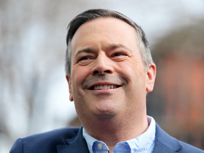 UCP leader Jason Kenney speaks to Pro Oil and Pipeline supporters in Calgary on April 9, 2019.