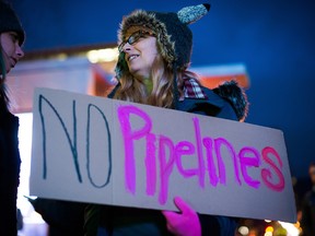 A Trans Mountain pipeline protester. Despite increased oil production in recent years, Canada has been unable to build any new major pipelines.