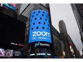 Nasdaq is ready for the Zoom IPO, Thursday, April 18, 2019 in New York. The videoconferencing company is headquartered in San Jose, California.