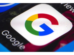 FILE - This Wednesday, April 26, 2017, file photo shows the Google mobile phone icon, in Philadelphia. Google has dominated the online ad market for almost the entirety of its existence, but its 2019 first quarter earnings report suggests that competitors may be nipping at its heels.