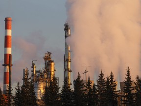 The Imperial Oil Strathcona Refinery is seen from near Gold Bar Park in Edmonton, Alta., on Friday, Dec. 12, 2014.