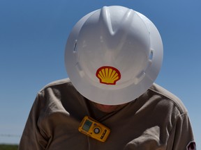 A worker at the Royal Dutch Shell Plc processing facility in Loving, Texas, U.S.
