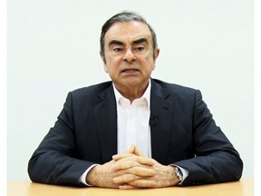 In this image made from video released by Carlos Ghosn via his lawyer on Tuesday, April 9, 2019, former Nissan chairman Ghosn speaks on camera in Tokyo. Japan's Supreme Court turned down an appeal by the lawyers for Ghosn to end his detention following his arrest for the fourth time on financial misconduct allegations. The court decision came Friday, and was relayed to foreign media Monday, April 15, 2019. (Carlos Ghosn via AP)