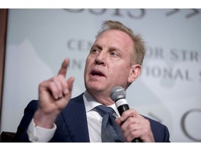 FILE - In this March 20, 2019 file photo, Acting Defense Secretary Patrick Shanahan speaks at the Center for Strategic and International Studies in Washington. A U.S. official says the Pentagon's watchdog agency has cleared Shanahan of wrongdoing in connection with allegations that he had used his official position to favor his former employer, Boeing Co.