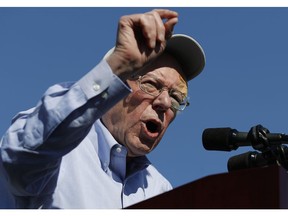 FILE - In this March 16, 2019, photo, Democratic presidential candidate Sen. Bernie Sanders, I-Vt., speaks at a rally in Henderson, Nev. One of the big questions facing Sanders is whether he could translate his upstart success from 2016 into front-runner status in 2020. So far, the answer is yes.