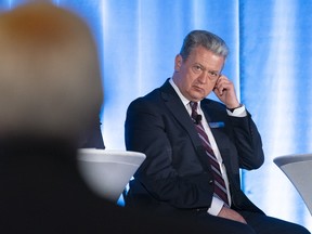 Neil Bruce, president and CEO of SNC-Lavalin, listens to a question from a shareholder during the engineering company's annual shareholders meeting in Montreal on Thursday, May 2, 2019.