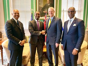 Massachusetts Governor Charlie Baker met with Bermuda Premier David Burt and delegation in Boston this week.