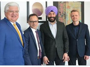 Cognitive Systems' Co-Founders Taj Manku (CEO) and Oleksiy Kravets (CTO) together with Navdeep Bains, Canada's Minister of Innovation, Science and Economic Development and Mike Lazaridis, Managing Partner and Co-Founder of Quantum Valley Investments.