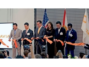 Sintavia's grand opening was attended by over 150 customers and industry partners on May 9th, 2019. From left to right, Mayor Josh Levy, City of Hollywood; Mr. Masaki Nakajima, CEO and President of Sumitomo Corporation of Americas; Brian Neff, Sintavia's Founder, CEO, and Co-Owner; Jana Neff, Sintavia's Co-Owner; Mr. Toyoyuki Sato, Corporate Officer of Taiyo Nippon Sanso Corporation; and Dr. Wazir Ishmael, City Manager of Hollywood, Florida.