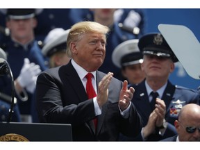 President Donald Trump speaks at the U.S. Air Force Academy graduation Thursday, May 30, 2019 at Air Force Academy, Colo.
