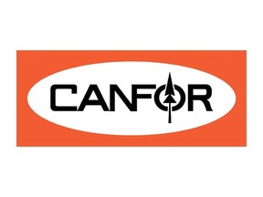 The corporate logo for forest products producer Canfor Corp. is shown in this undated handout photo.