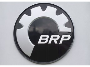 A BRP logo is shown at the research and innovation plant in Valcourt, Que., on November 9, 2012.