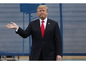 President Donald Trump waves at the crowd at the U.S. Air Force Academy graduation Thursday, May 30, 2019 at Air Force Academy, Colo. Trump says he'll put tariffs on all goods from Mexico starting next month, a move that could blow up chances of ratifying the new North American free-trade agreement.THE CANADIAN PRESS/AP/David Zalubowski