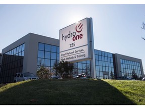 A Hydro One office is pictured in Mississauga, Ont. on Wednesday, November 4, 2015. Hydro One Ltd. raised its dividend as it reported its first-quarter profit fell comapred with a year ago as it was hit by costs related to the cancellation of its deal to buy U.S. utility Avista Corp.