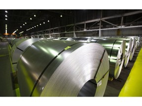 Rolls of coiled coated steel are shown at Stelco before a visit by the Chrystia Freeland, Minister of Foreign Affairs, in Hamilton on June 29, 2018. The lifting of American tariffs on imported steel and aluminum from Canada is receiving a guarded welcome. Economists say there will be only a minimal impact on the overall Canadian economy but will have a sizable impact on a few industries, such as the automotive sector.