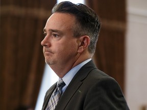 Dale Nally is sworn in as Associate Minister of Natural Gas of Premier Jason Kenney's government in Edmonton,  in April.