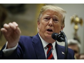 President Donald Trump speaks during a event on medical billing, in the Roosevelt Room of the White House, Thursday, May 9, 2019, in Washington.