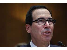Treasury Secretary Steve Mnuchin testifies about the budget during a Financial Services and General Government subcommittee hearing, Wednesday May 15, 2019, on Capitol Hill in Washington.