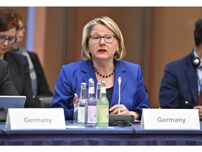 German Environment Minister Svenja Schulze delivers a speech at the opening of the 10th Petersberger Klimadialog climate conference in Berlin Monday, May 13, 2019.