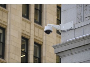 In this photo taken Tuesday, May 7, 2019, is a security camera in the Financial District of San Francisco. San Francisco is on track to become the first U.S. city to ban the use of facial recognition by police and other city agencies as the technology creeps increasingly into daily life.