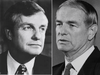 Premiers Peter Lougheed, left, and Don Getty tried to diversify the Alberta economy during their tenures.