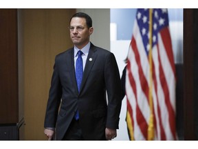 Pennsylvania Attorney General Josh Shapiro arrives at a news conference in Philadelphia, Tuesday, May 14, 2019. Shapiro filed a lawsuit Tuesday accusing the company that makes OxyContin of fueling the opioid epidemic, making it at least the 39th state to make such a claim against Purdue Pharma.