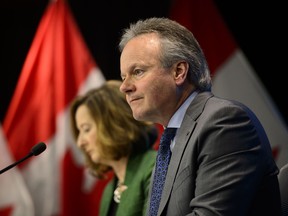 Stephen Poloz, Governor of the Bank of Canada, holds a press conference with Senior Deputy Governor Carolyn Wilkins at the Bank Of Canada in Ottawa on Thursday, May 16, 2019.