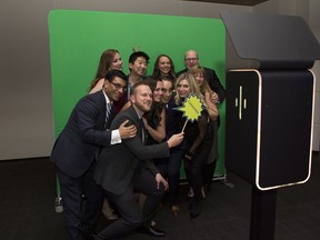 2018 Honouree Iggy Domagalski, CEO of Tundra Process Solutions, strikes a pose with his family and colleagues at the selfie station at last year’s Top 40 Awards Night.