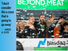 Ethan Brown, founder and chief executive officer of Beyond Meat Inc., centre, rings the opening bell during the company’s trading launch on May. The main ingredient in Beyond Meat’s “meat” is yellow peas.