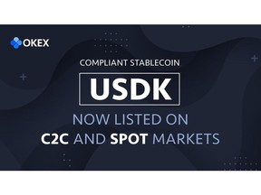 Compliant stablecoin USDK is now listed on OKEx fiat-to-token (C2C) and spot market