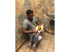 In 2018, Donte Palmer started a movement called #SquatforChange when this photo of him changing his son's diaper in a public restroom went viral, leading to a partnership announced today with Pampers.
