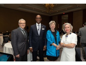 From left, Andrew Shisko, Senior Director, Canadian Commercial Corporation (CCC); Bermuda Finance Minister Curtis Dickinson; Consul General of Canada in New York Phyllis Yaffe; Honorary Consul of Canada in Bermuda, Isabelle Ramsay-Brackstone