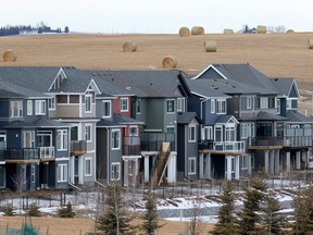 Recently built homes in Livingston on the northern edge of Calgary.