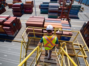 Shipping containers at the Port of Vancouver. Export Development Canada’s trade index shows traders’ confidence at a seven-year low.