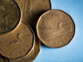 The loonie is trading above 76 cents for the first time since February.