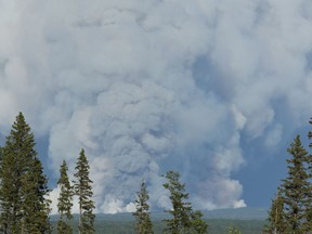 Wildfires seen burning in northern Alberta on Sunday.