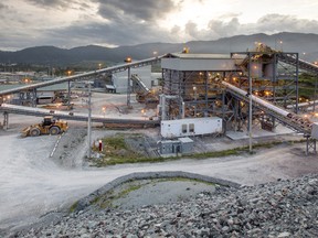 Tahoe Resources' Escobal mill, in Guatemala, at dusk.