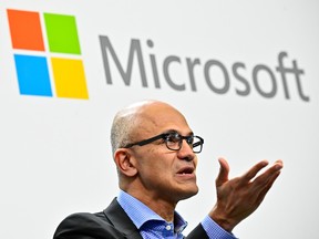 Microsoft CEO Satya Narayana Nadella. Microsoft gained ground in the past year by bundling its Azure computing service for developers with Office and other software for end users.
