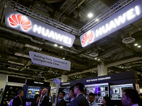A Huawei booth at Interpol World in Singapore, July 2, 2019.