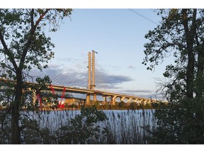 The new Samuel De Champlain Bridge over the St. Lawrence River in Montréal, Québec, Canada.