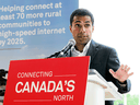 Alykhan Velshi, vice president of corporate affairs at Huawei Canada, speaks during a press conference in Ottawa on July 22, 2019. 