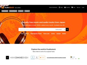 The homepage of Audiostock (English verison)