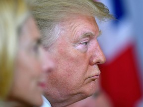 U.S. President Donald Trump attends a bilateral meeting with Britain's Prime Minister Boris Johnson during the G7 summit on August 25, 2019 in Biarritz, France.